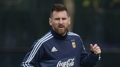 Messi, en el &uacute;ltimo entrenamiento con Argentina.