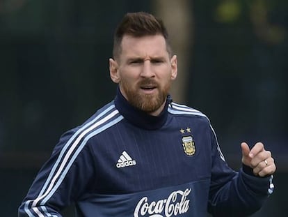 Messi, en el &uacute;ltimo entrenamiento con Argentina.