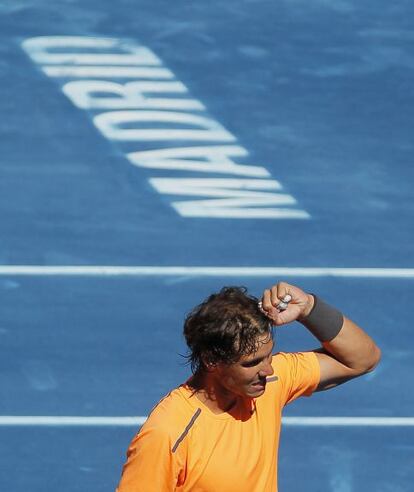 Nadal celebra su victoria en su debut en el torneo de la capital.