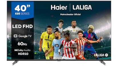 Vista del televisor Haier de 40 pulgadas con descuento en Amazon.
