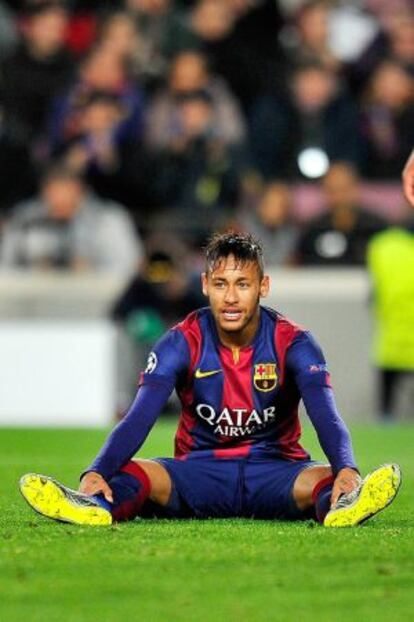 Neymar, en el partido frente al Manchester City en el Camp Nou. 