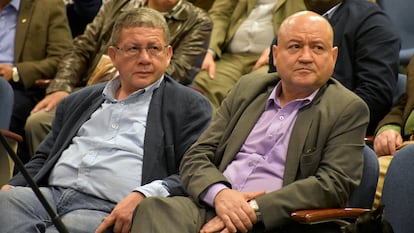 Pablo Catatumbo y Julián Gallo en Bogotá, el 26 de noviembre de 2018