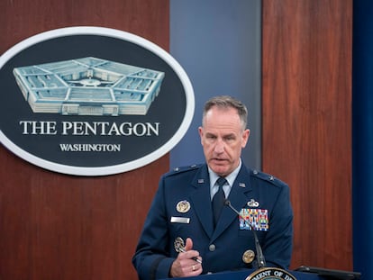 Pentagon spokesman U.S. Air Force Brig. Gen. Patrick Ryder speaks during a media briefing at the Pentagon, Thursday, July 6, 2023, in Washington.