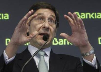 El presidente de Bankia, José Ignacio Goirigolzarri, durante la presentación ayer en Madrid del plan estratégico de la entidad para los próximos cuatro años.