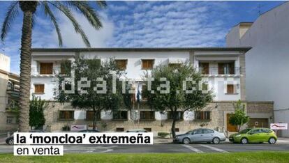 Imagen de la residencia oficial de los presidentes de Extremadura en la página de idealista.com.