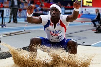 Teddy Tamgho, en la final de triple salto.