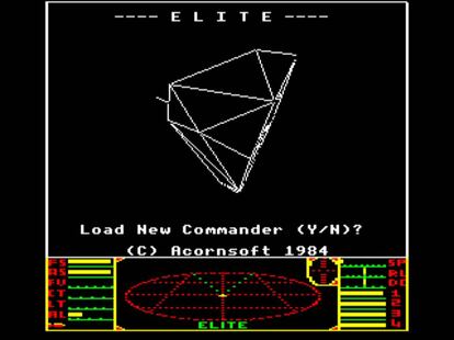 Imagen del primer videojuego de David Braben, 'Elite'.