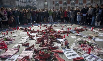 Concentraci&oacute;n contra la violencia machista, el pasado febrero en Madrid. 