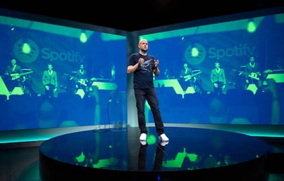 El fundador de Spotify, Daniel Ek, durante una presentación en mayo de 2015 en Nueva York.