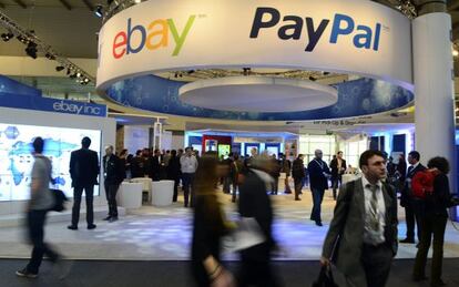 Expositor de eBay y PayPal en la feria del m&oacute;vil en Barcelona
