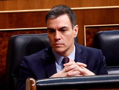 Pedro Sánchez, en el último pleno del Congreso de los Diputados.