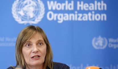 La subdirectora general de la Organizaci&oacute;n Mundial de la Salud (OMS), Marie-Paule Kieny, explica las conclusiones del Comit&eacute; de &Eacute;tica.
