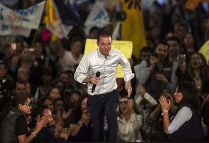 Ricardo Anaya, en un mitin en Ciudad de México.