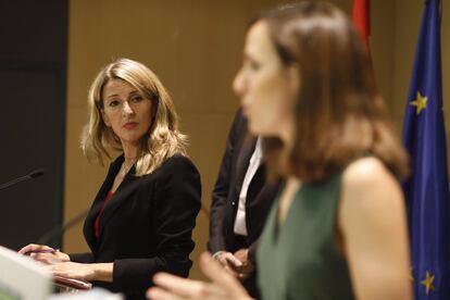 Yolanda Díaz e Ione Belarra, en un acto institucional en una imagen de archivo.