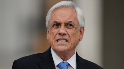 O presidente do Chile, Sebastián Piñera, durante entrevista coletiva na segunda-feira, no palácio de La Moneda.