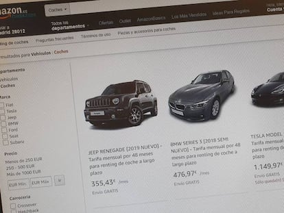 Web del nuevo servicio de alquiler de coches de Amazon.