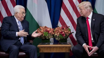 El presidente palestino con el estadounidense Donald Trump