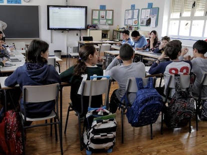 Aula de un colegio p&uacute;blico madrile&ntilde;o, en una imagen del archivo. 