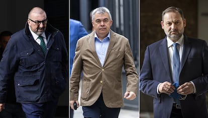 Desde la izquierda, Koldo García, Santos Cerdán y José Luis Ábalos.
