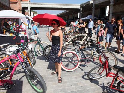 Asistentes al FestiBal con B de Bici en la jornada de este sábado. 