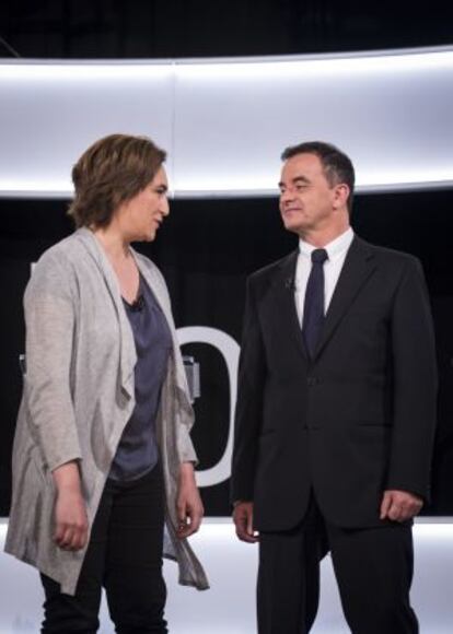 Ada Colau i Alfred Bosch en un moment del debat.