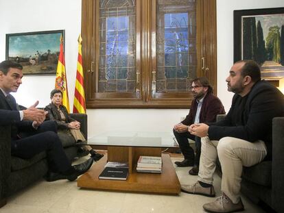 El presidente Pedro Sánchez se reúne con los líderes sindicales de Cataluña.