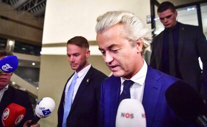 El lder ultraderechista Geert Wilders, tras conocer los resultados electorales.