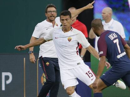 Moreno durante un amistoso frente al PSG. 