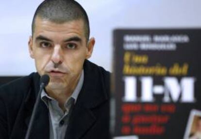 El periodista Manuel Marlasca, durante la presentacion en Madrid del libro "Una historia del 11-M que no va a gustar a nadie", del que es autor junto a Luis Rendueles. EFE/Archivo