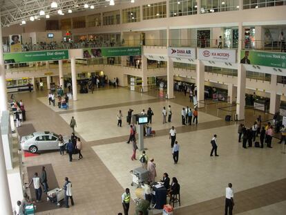 Sala de facturación en el aeropuerto Port Harcourt, Nigeria