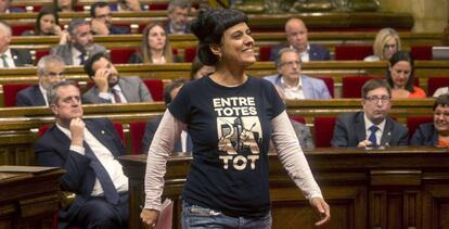 Anna Gabriel, diputada de la CUP, antes de comparecer el martes en el Parlament.