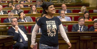 Anna Gabriel, diputada de la CUP, antes de comparecer el martes en el Parlament. 