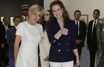 La princesa Lalla Salma (a la derecha) junto a Brigitte Macron en junio de 2017.