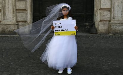 Campaña de Amnistía Internacional contra el matrimonio infantil, en 2016.