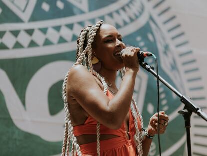La cantante Zubikilla Spencer, en el festival Atlantic Music Expo de Cabo Verde, este mes de abril.