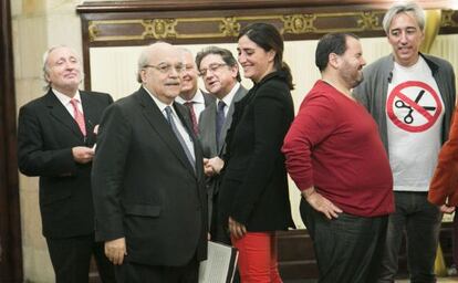 Mas-Colell esta mañana en el Parlamento catalán.