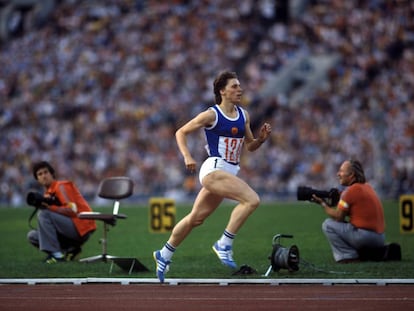 Marita Koch, en los 400m de los Juegos de Mosc&uacute; 1980.