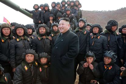 Kim Jong-un, durante un concurso de tripulaciones de tanques.