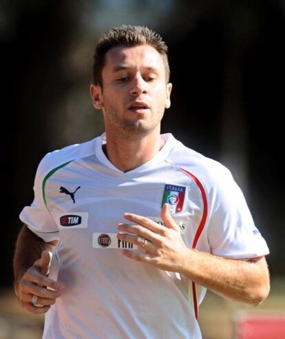 Cassano, durante un entrenamiento con la selección italiana.