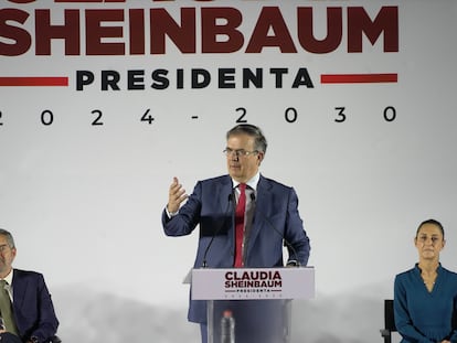 Marcelo Ebrard, nombrado secretario de Economía, habla tras el anuncio del gabinete de Claudia Sheinbaum.