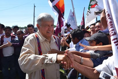 L&oacute;pez Obrador en un evento en Chiapas.