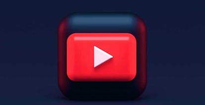 Logo de YouTube dentro de una pastilla 3D y con fondo oscuro