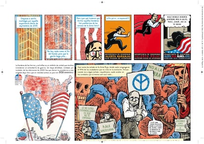 El horror al que sobrevivieron aquella mañana solo fue el principio para Spiegelman, a medida que su angustia se iba convirtiendo en furia hacia el gobierno de Estados Unidos y el uso político que hizo de los atentados. Spiegelman decidió entonces denunciarlo de la única manera que sabía. En un formato grande, a dos páginas, relata su experiencia de la tragedia a través de dibujos y textos que trasmiten, con su singular talento artístico, el horror de los atentados, sus terroríficas consecuencias, y los significativos cambios que desde entonces tuvieron lugar en nombre de la seguridad nacional y que amenazan los mismísimos fundamentos de la democracia americana.