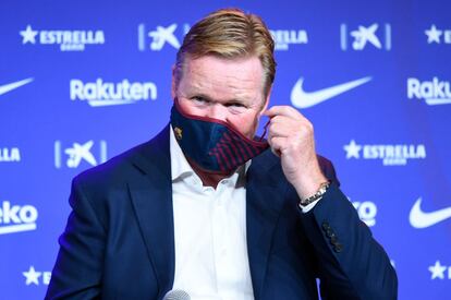 Koeman, en su presentación en el Camp Nou.