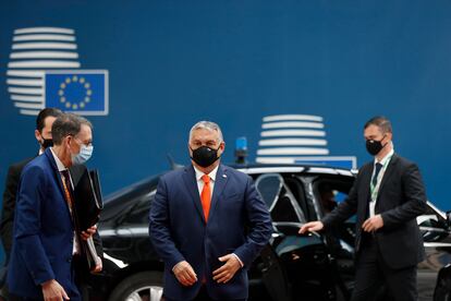 O primeiro-ministro húngaro, Viktor Orbán,em sua chegada ao Conselho Europeu, nesta quinta-feira em Bruxelas.