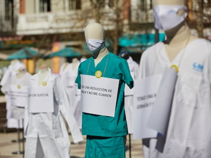 Acto de protesta de sanitarios en Madrid de mediados del año pasado.