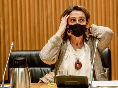 La vicepresidenta cuarta del Gobierno y ministra para la Transición Ecológica y el Reto Demográfico, Teresa Ribera, durante una sesión extraordinaria de la Comisión de Transición Ecológica en el Congreso de los Diputados.