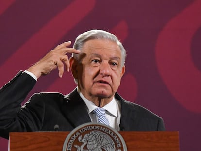 Andrés Manuel López Obrador durante la conferencia matutina de Palacio Nacional.