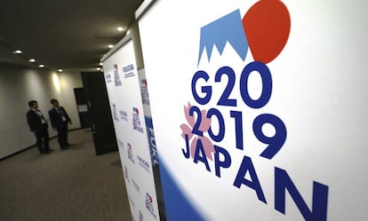 Sala de prensa del G20 en Fukuoka (Japón), a inicios de junio. 