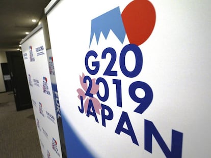 Sala de prensa del G20 en Fukuoka (Japón), a inicios de junio. 